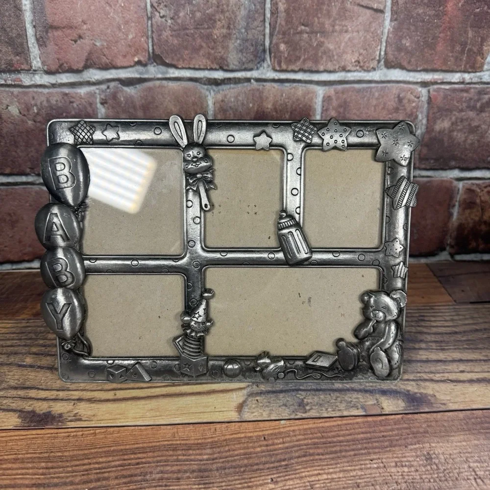 Vintage Gallery Pewter Baby Picture Frame Multi-Photo 5 Opening‎ Unisex Nursery